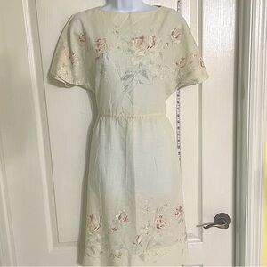 Vintage Handmade Floral Cream Dress